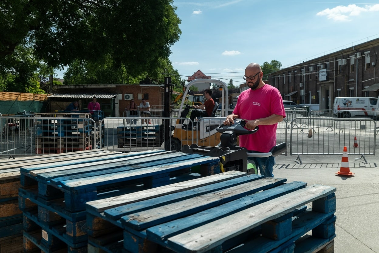 Targoncás képzés raklap mozgatás 2025 Budapest FEDERAL Trust gyalogkíséretű targonca gyakorlati vizsga